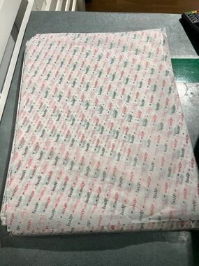 aerie White Tissue Paper with Red and Green Logo Print
